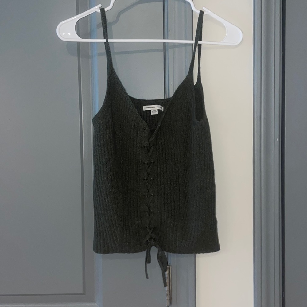 Dark green tank top laced down the front!